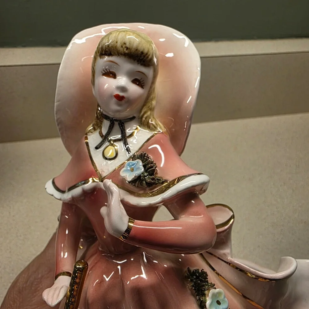 Ceramic Victorian Lady Figurine Planter 8.5